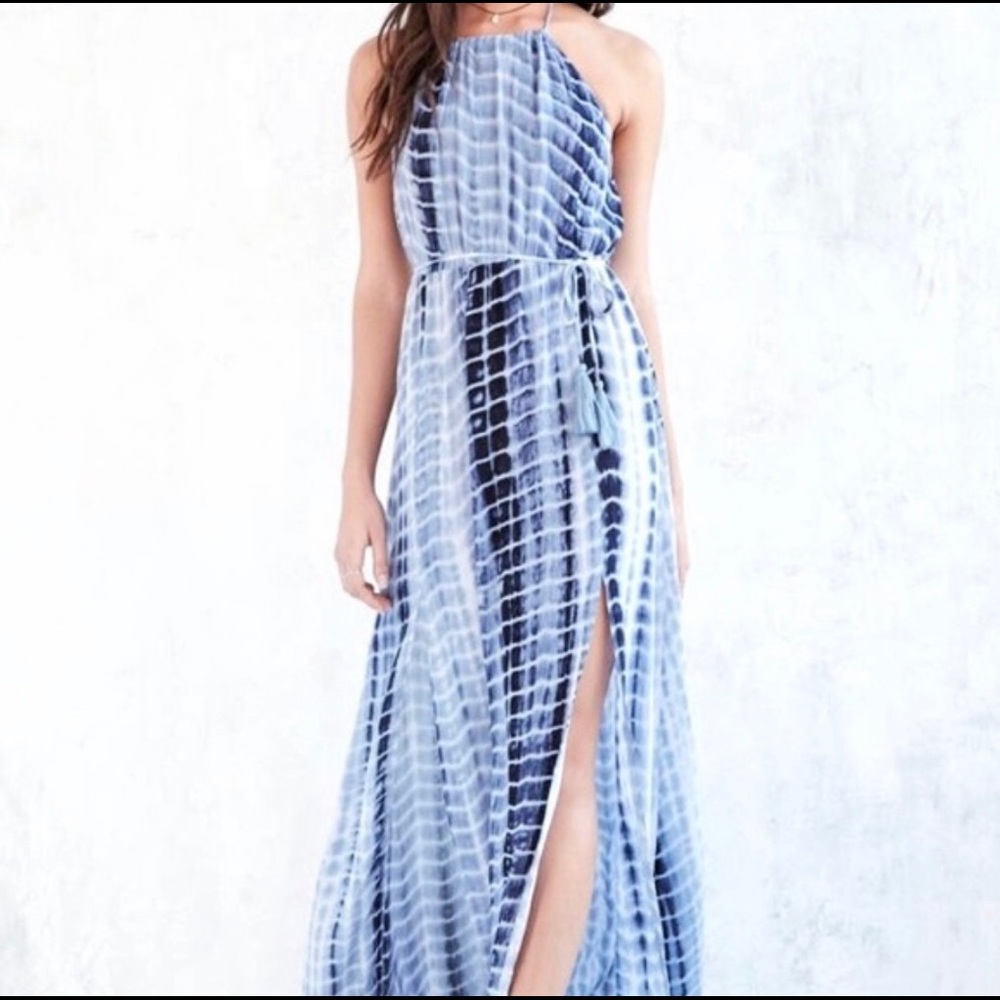 Urban Outfitters Ecote Tiedye Halter Maxi blue